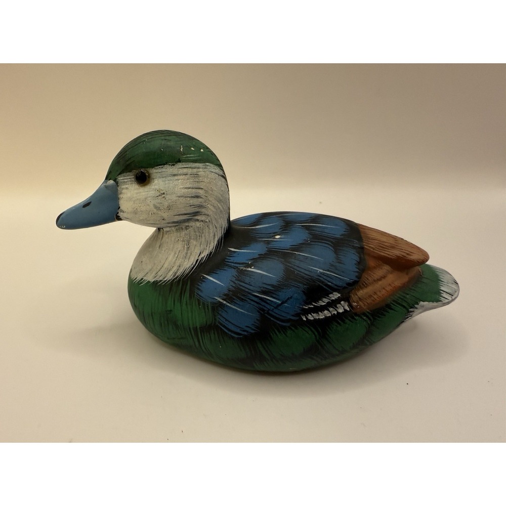 Hand Painted Folk Art Duck Figurine – 6"‎ Colorful Decorative Bird
